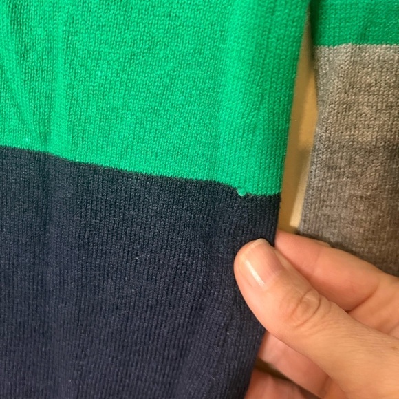 jcp Cashmere Blend Color Block V Neck Sweater Large Preppy Academia Y2K Vintage - Picture 7 of 8